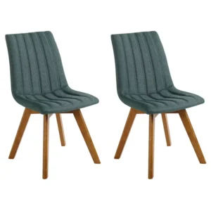 Set 2 Fabric Dining Chairs Green CALGARY