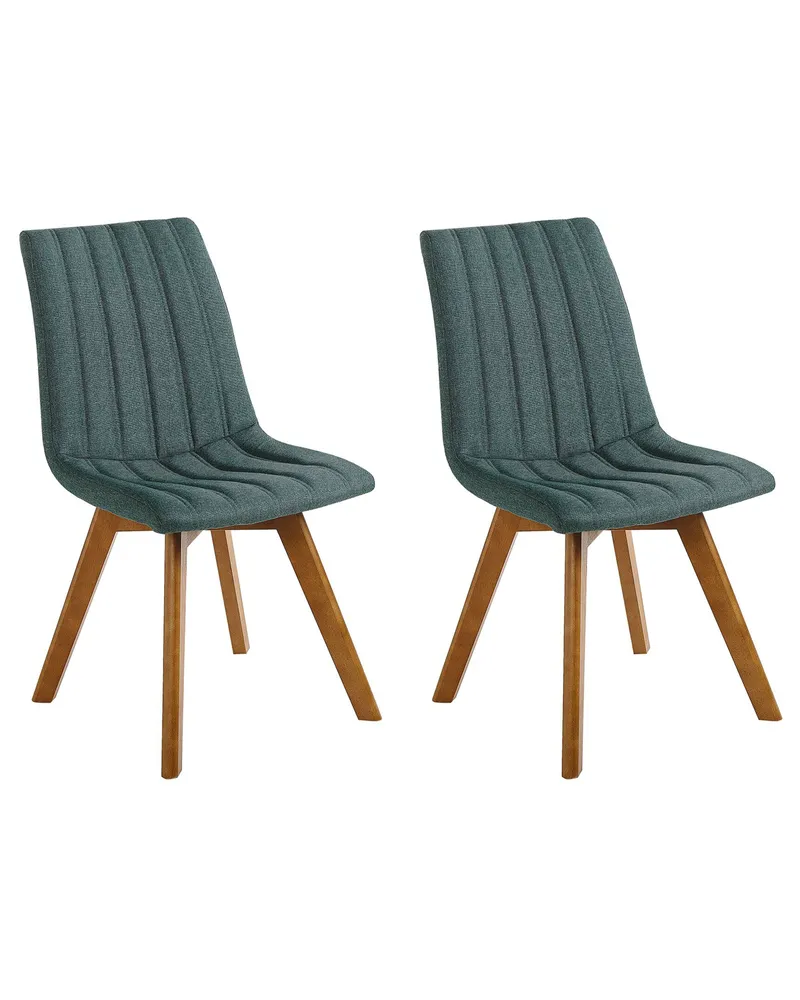 Set 2 Fabric Dining Chairs Green CALGARY