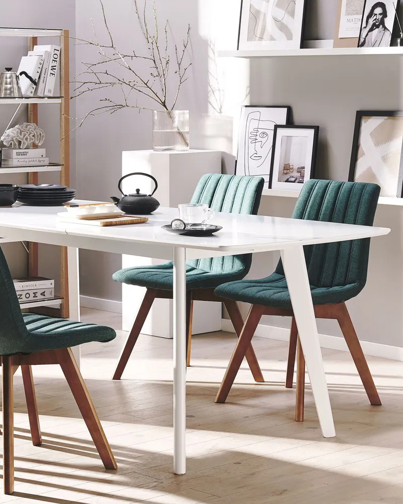 Set 2 Fabric Dining Chairs Green CALGARY