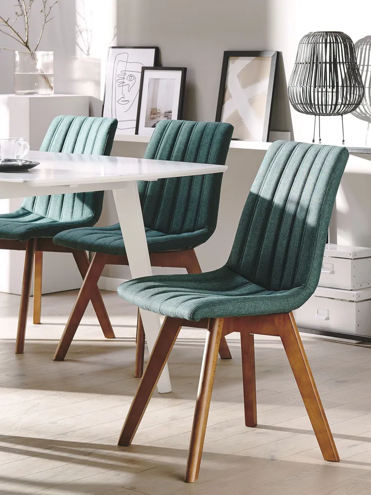Set 2 Fabric Dining Chairs Green CALGARY