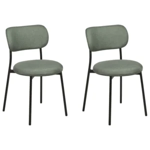 Set 2 Fabric Dining Chairs Green CASEY