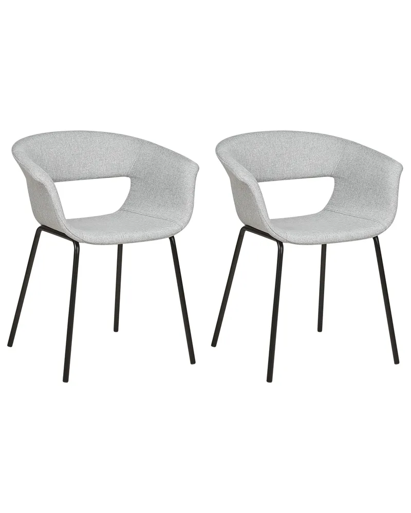Set 2 Fabric Dining Chairs Grey ELMA