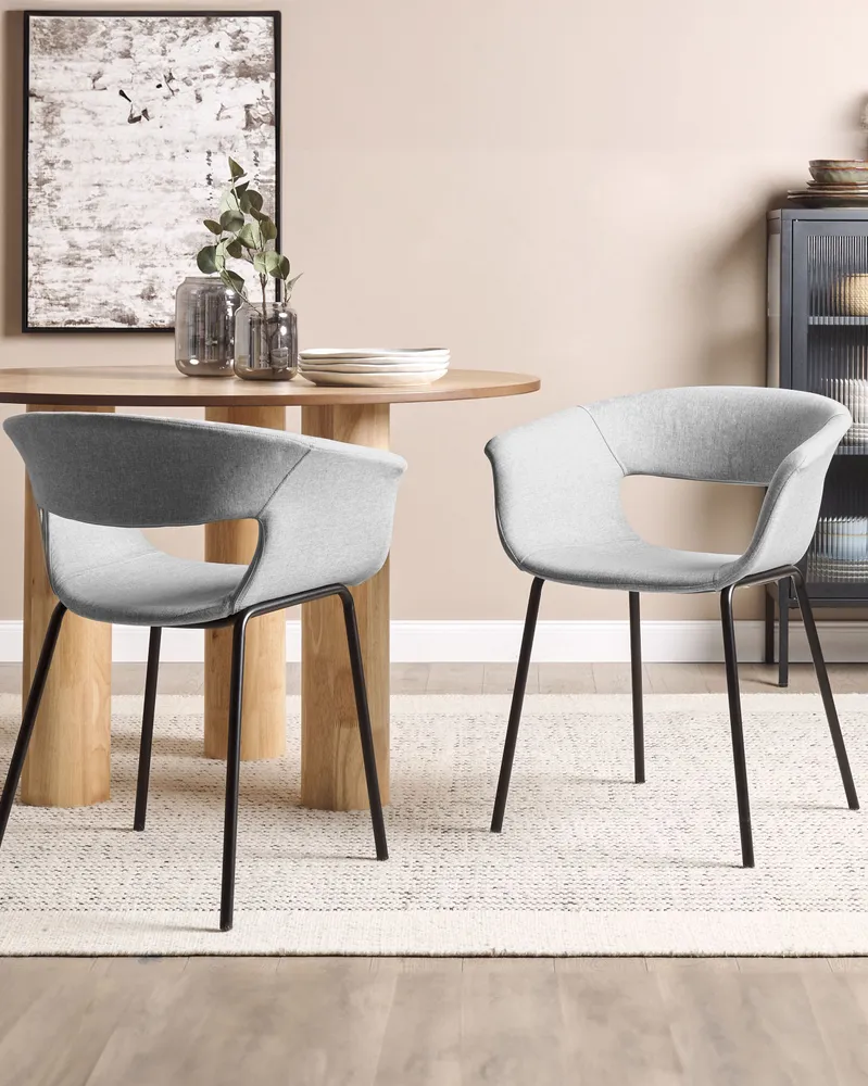 Set 2 Fabric Dining Chairs Grey ELMA