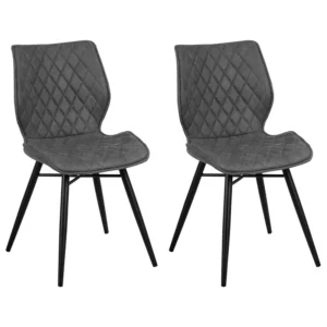 Set 2 Fabric Dining Chairs Grey LISLE