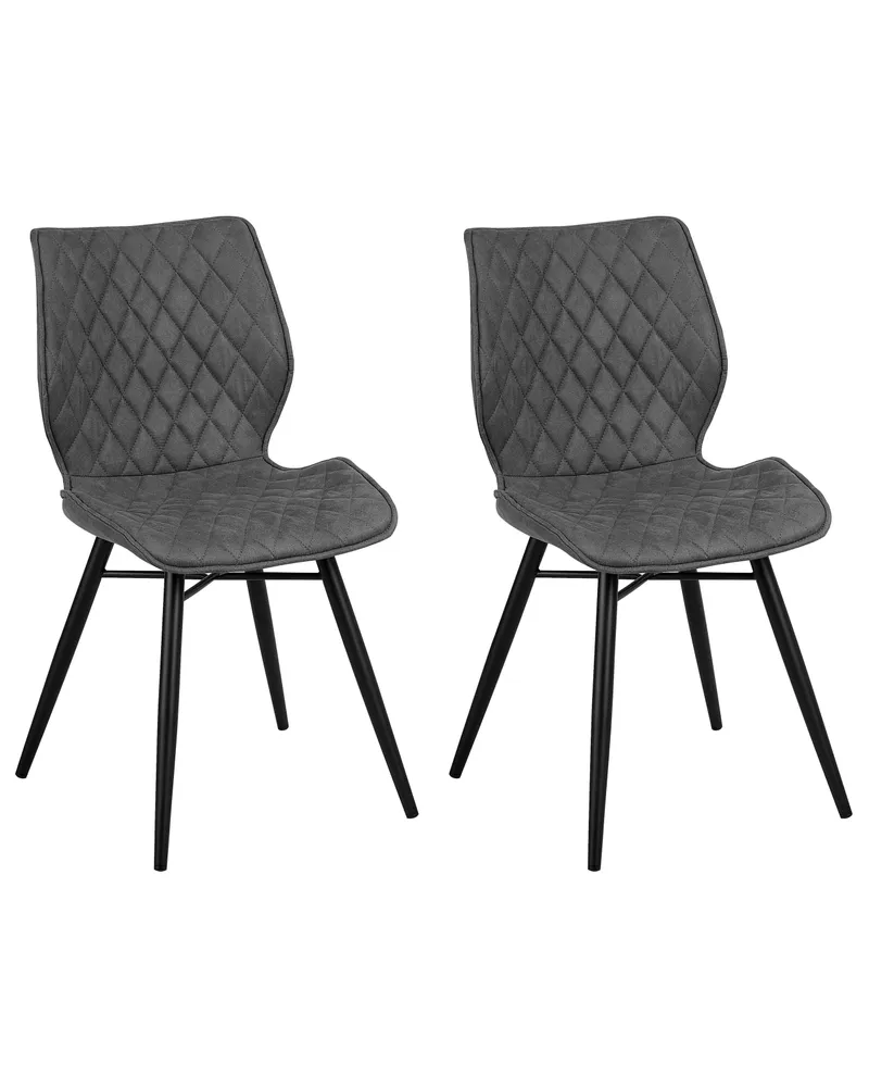 Set 2 Fabric Dining Chairs Grey LISLE
