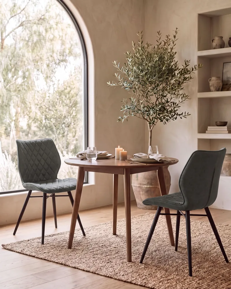 Set 2 Fabric Dining Chairs Grey LISLE