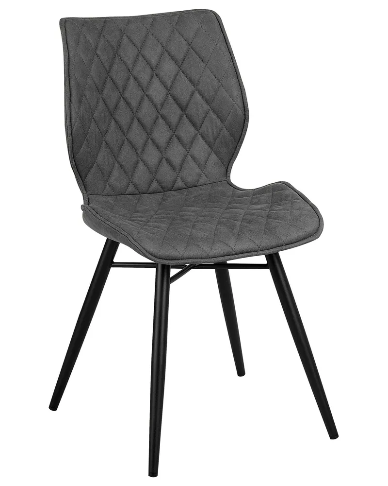 Set 2 Fabric Dining Chairs Grey LISLE