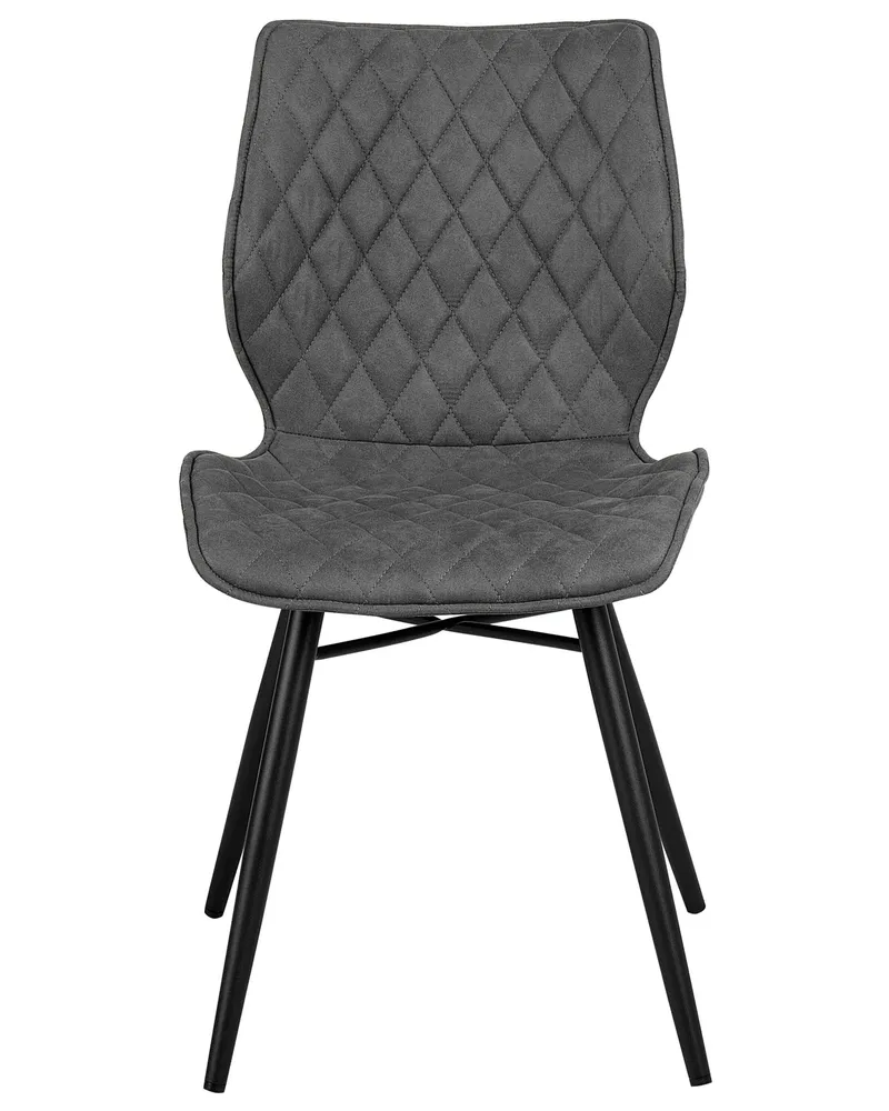 Set 2 Fabric Dining Chairs Grey LISLE