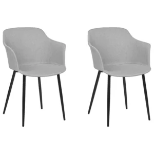 Set 2 Fabric Dining Chairs Light Grey ELIM
