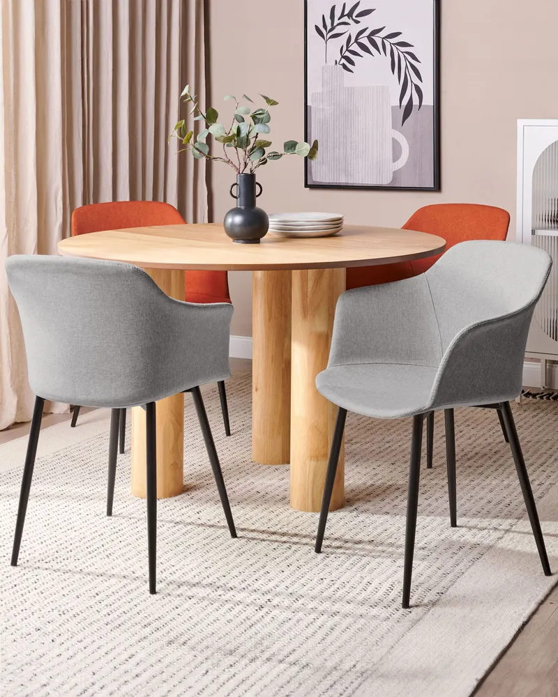 Set 2 Fabric Dining Chairs Light Grey ELIM