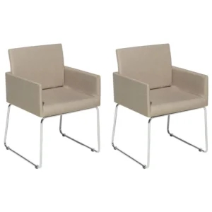 Set 2 Fabric Dining Chairs Nocciola GOMEZ