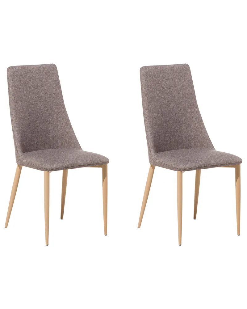 Set 2 Fabric Dining Chairs Taupe Sabbia CLAYTON