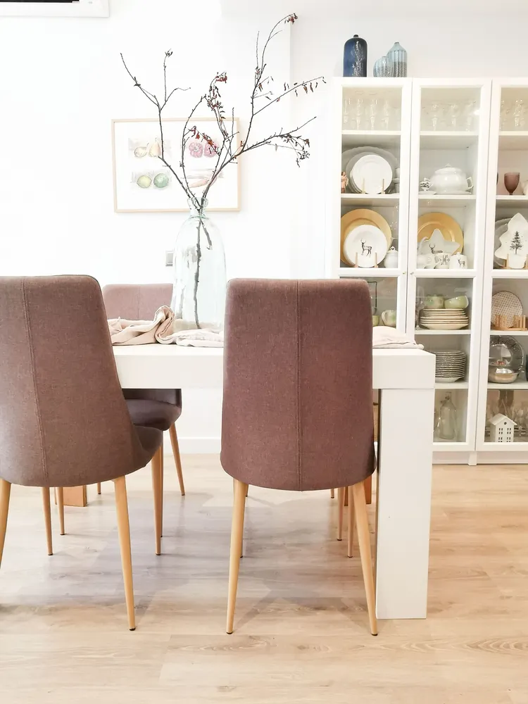 Set 2 Fabric Dining Chairs Taupe Sabbia CLAYTON
