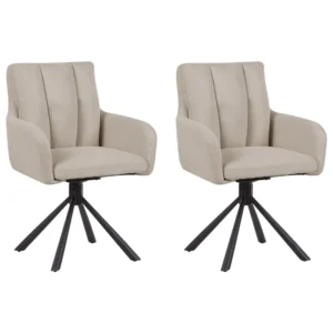 Set 2 Fabric Dining Chairs Taupe SARDOAL