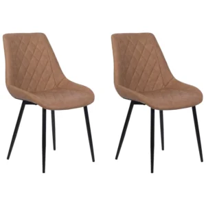 Set 2 Faux Cuoio Dining Chairs Golden Brown MARIBEL