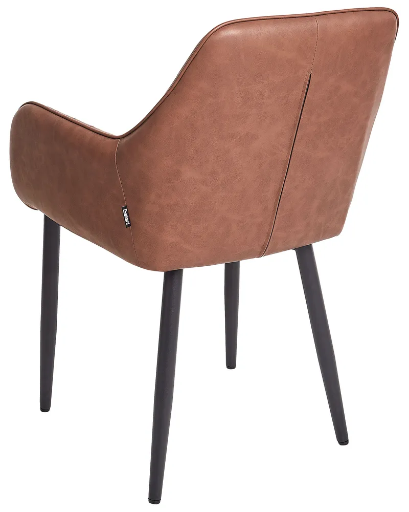 Set 2 Faux Ecopelle Dining Chairs Brown WELLSTON