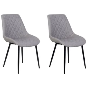 Set 2 Faux Ecopelle Dining Chairs Grey MARIBEL