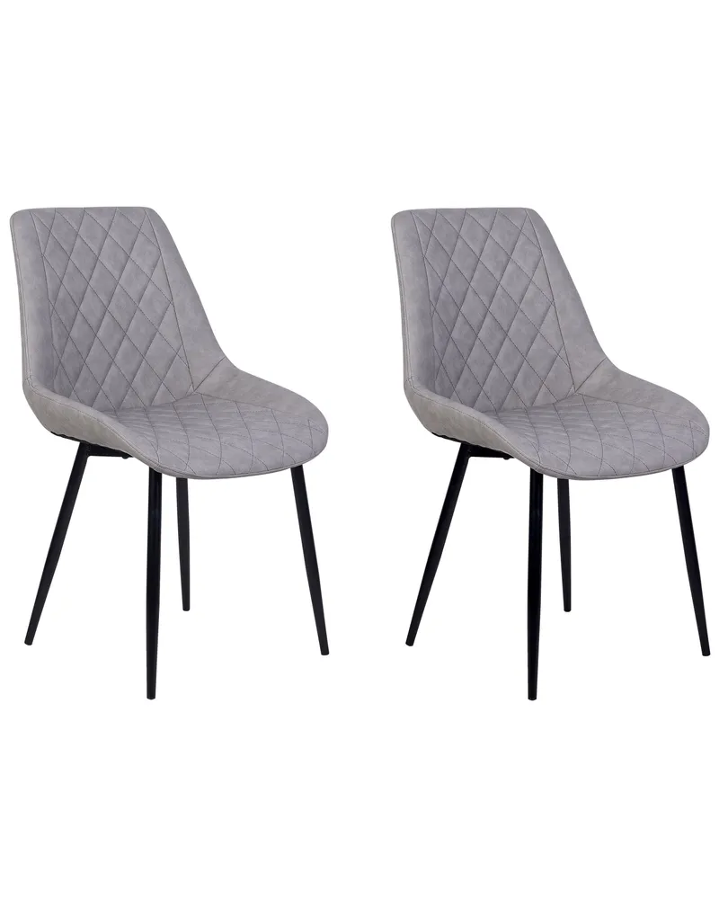 Set 2 Faux Ecopelle Dining Chairs Grey MARIBEL