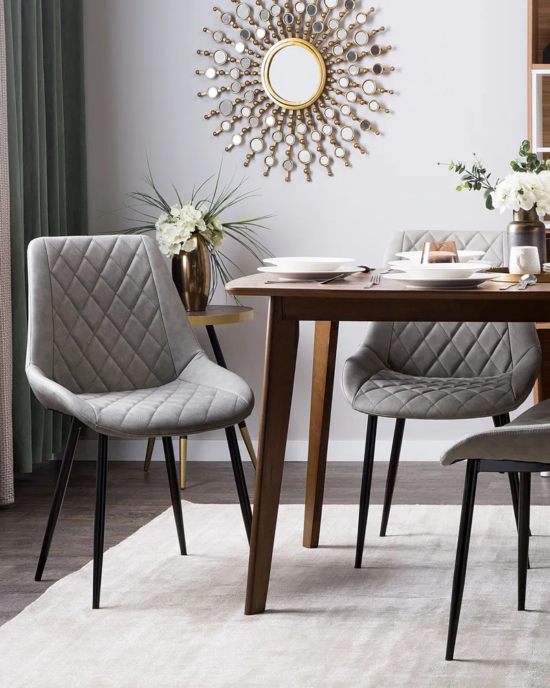 Set 2 Faux Ecopelle Dining Chairs Grey MARIBEL