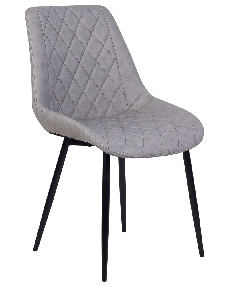 Set 2 Faux Ecopelle Dining Chairs Grey MARIBEL