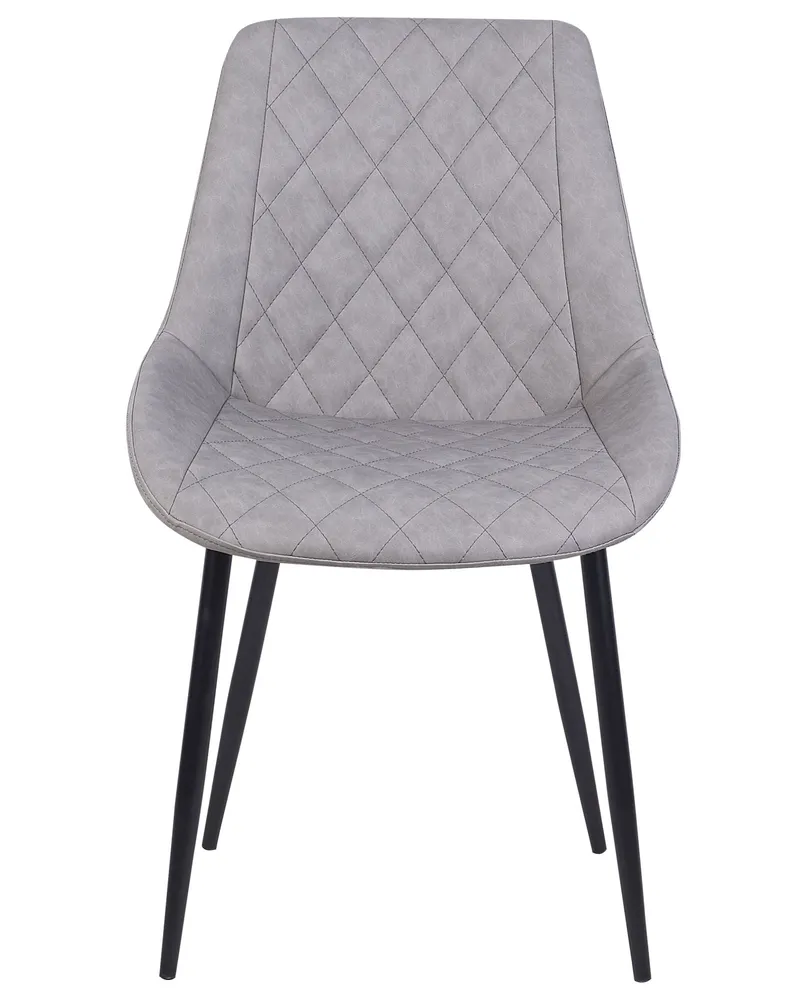 Set 2 Faux Ecopelle Dining Chairs Grey MARIBEL