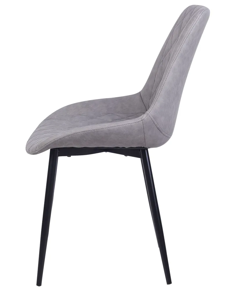 Set 2 Faux Ecopelle Dining Chairs Grey MARIBEL