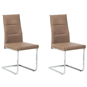 Set 2 Faux Leather Dining Chairs Crema ROCKFORD