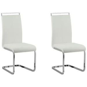 Set 2 Faux Pelle genuina Dining Chairs White GREEDIN