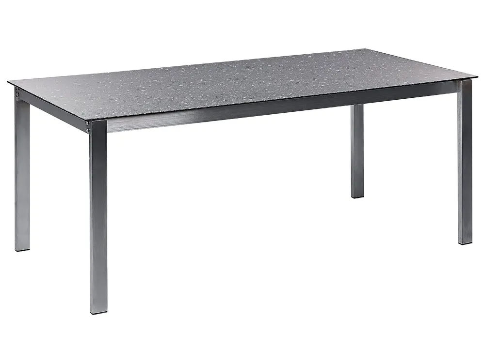 Set da giardino 4 posti tavolo vetro e sedie nere 180 cm COSOLETO/GROSSETO