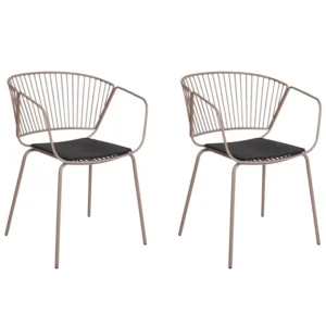 Set 2 Metal Dining Chairs Nocciola RIGBY
