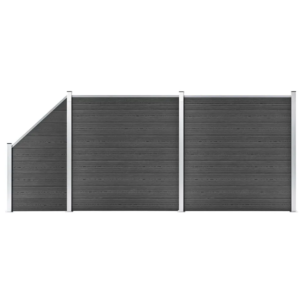 Set Pannelli di Recinzione WPC 446x(105-186) cm Nero