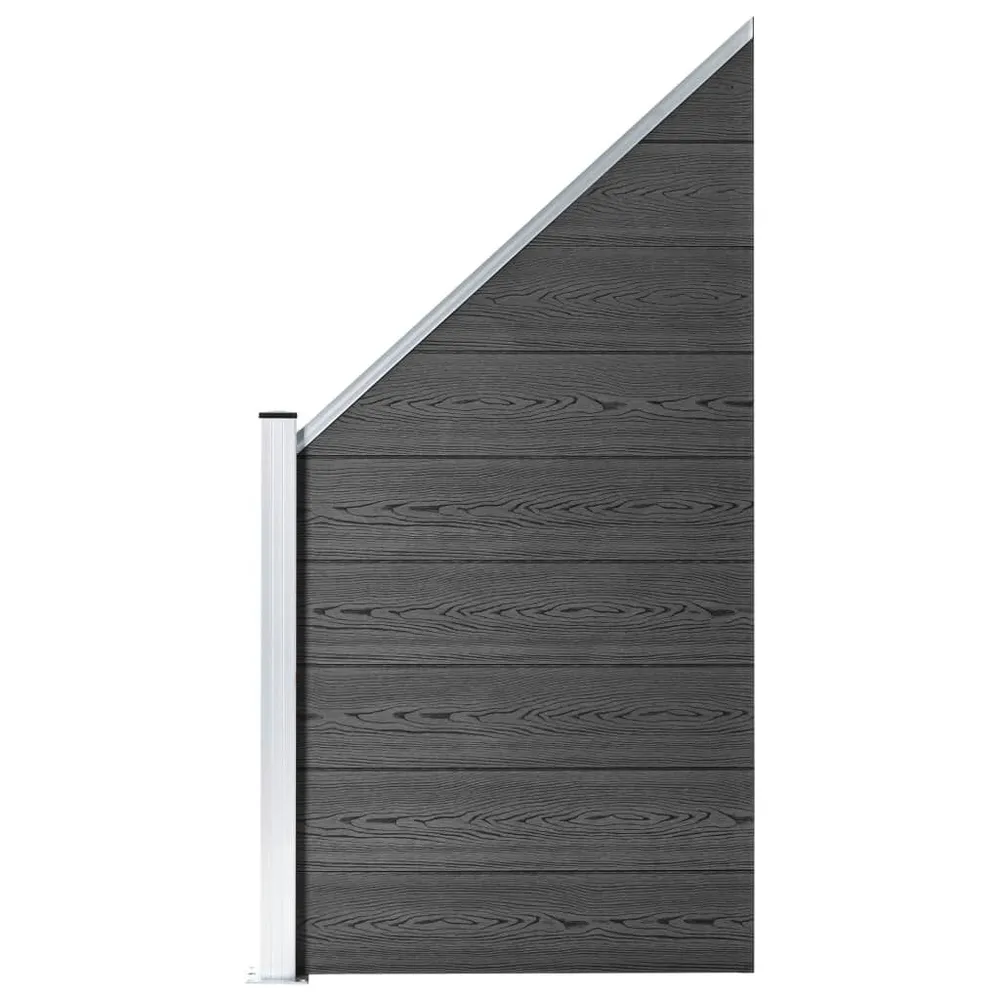 Set Pannelli di Recinzione WPC 446x(105-186) cm Nero