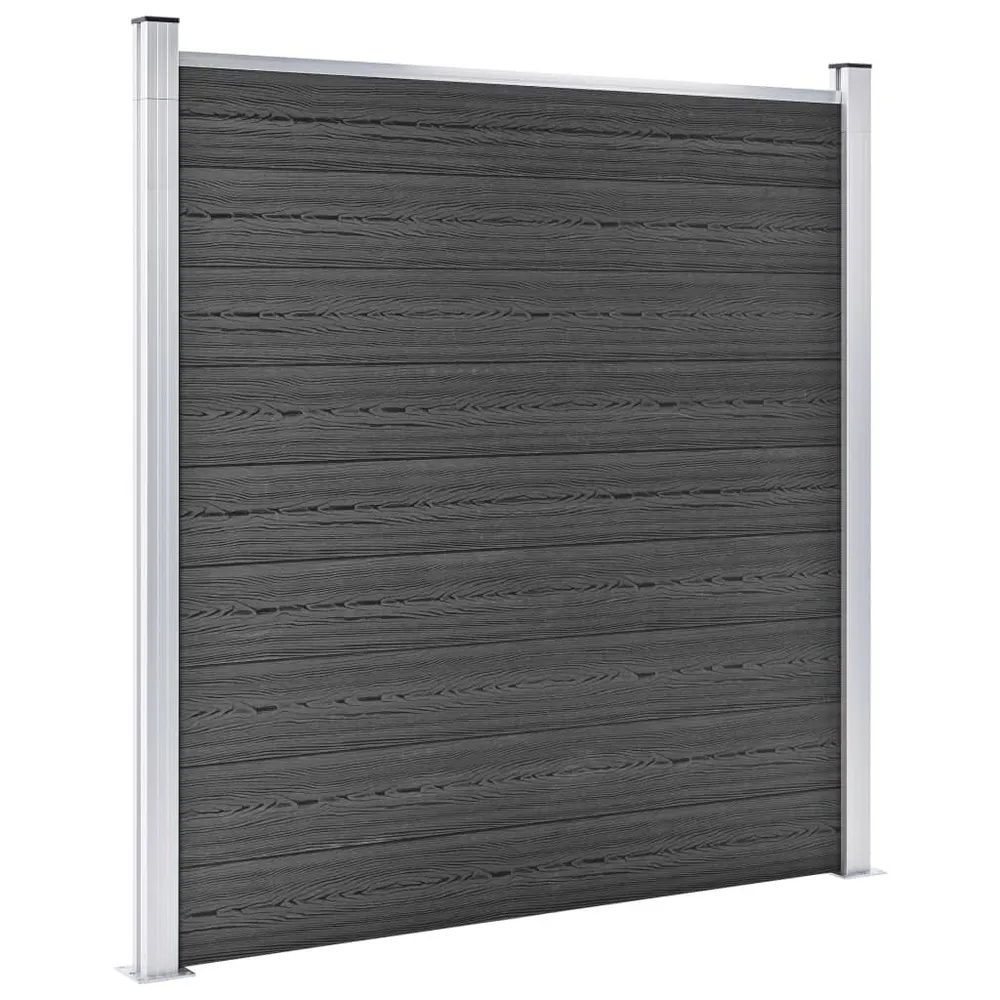 Set Pannelli di Recinzione WPC 446x(105-186) cm Nero