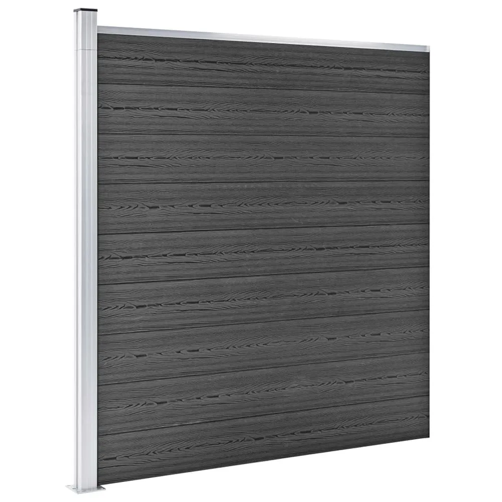 Set Pannelli di Recinzione WPC 446x(105-186) cm Nero