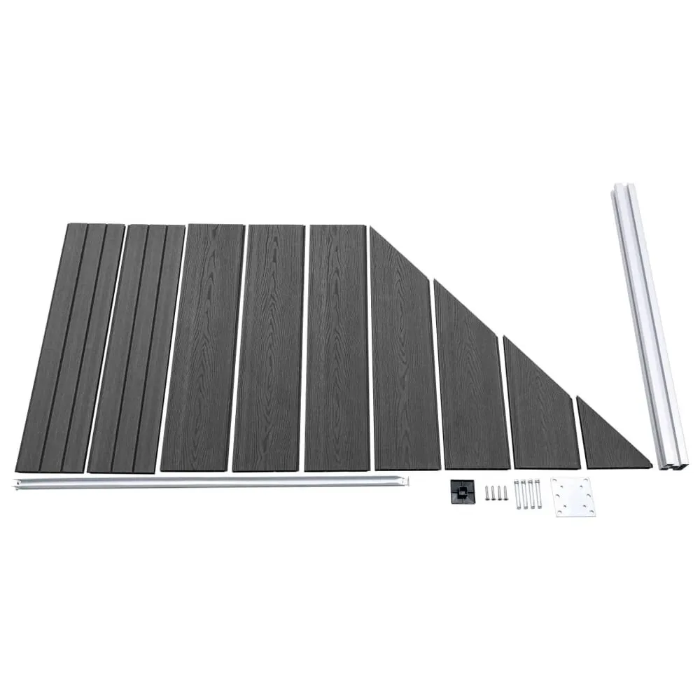 Set Pannelli di Recinzione WPC 446x(105-186) cm Nero