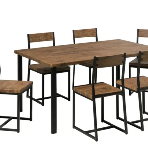 Set da pranzo 6 posti legno scuro/nero LAREDO