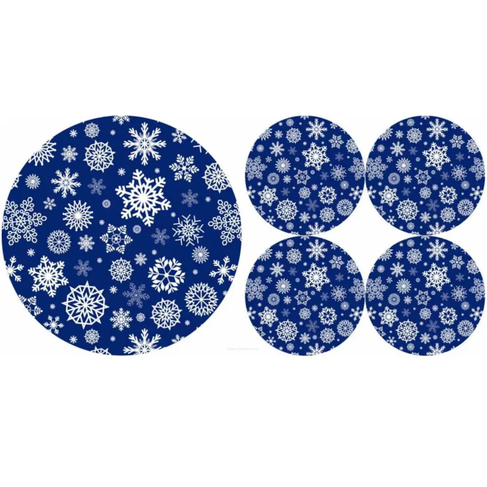 Set round felt table placemats 1 + 4 - SNOW
