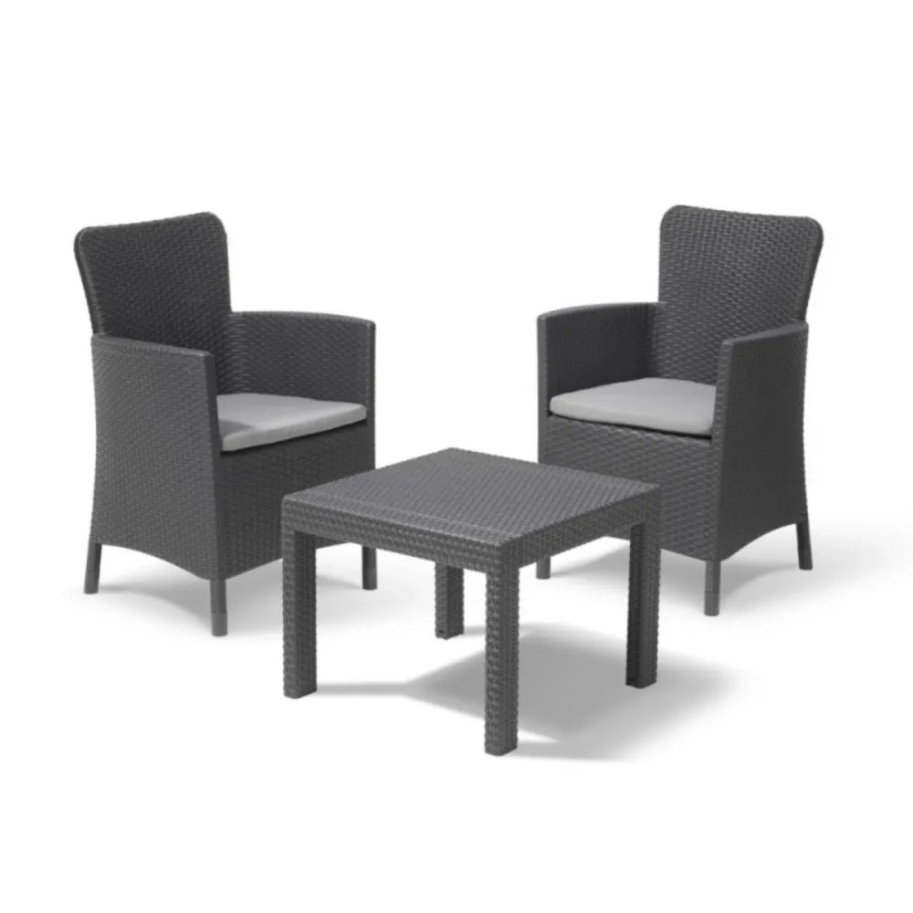 Set salottino "Amadeo" da giardino con 2 poltrone e 1 tavolino