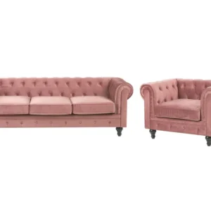 Set da salotto 4 posti velluto rosa CHESTERFIELD