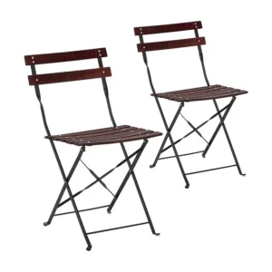 Set di 2 sedie da giardino pieghevoli Agata legno e metallo nero