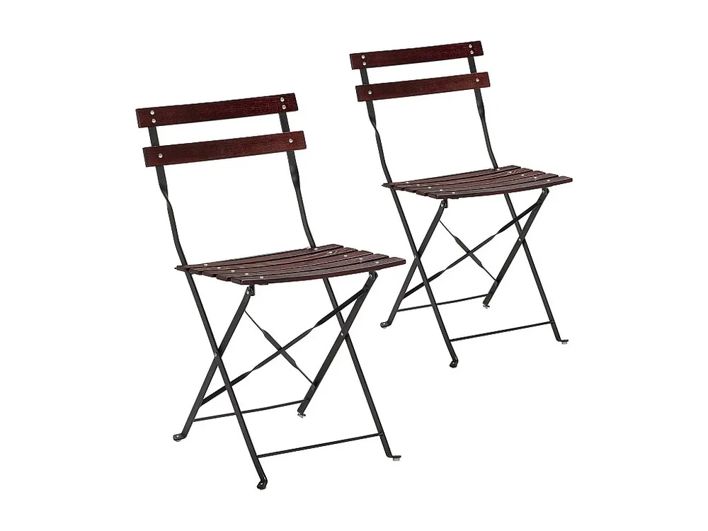 Set di 2 sedie da giardino pieghevoli Agata legno e metallo nero