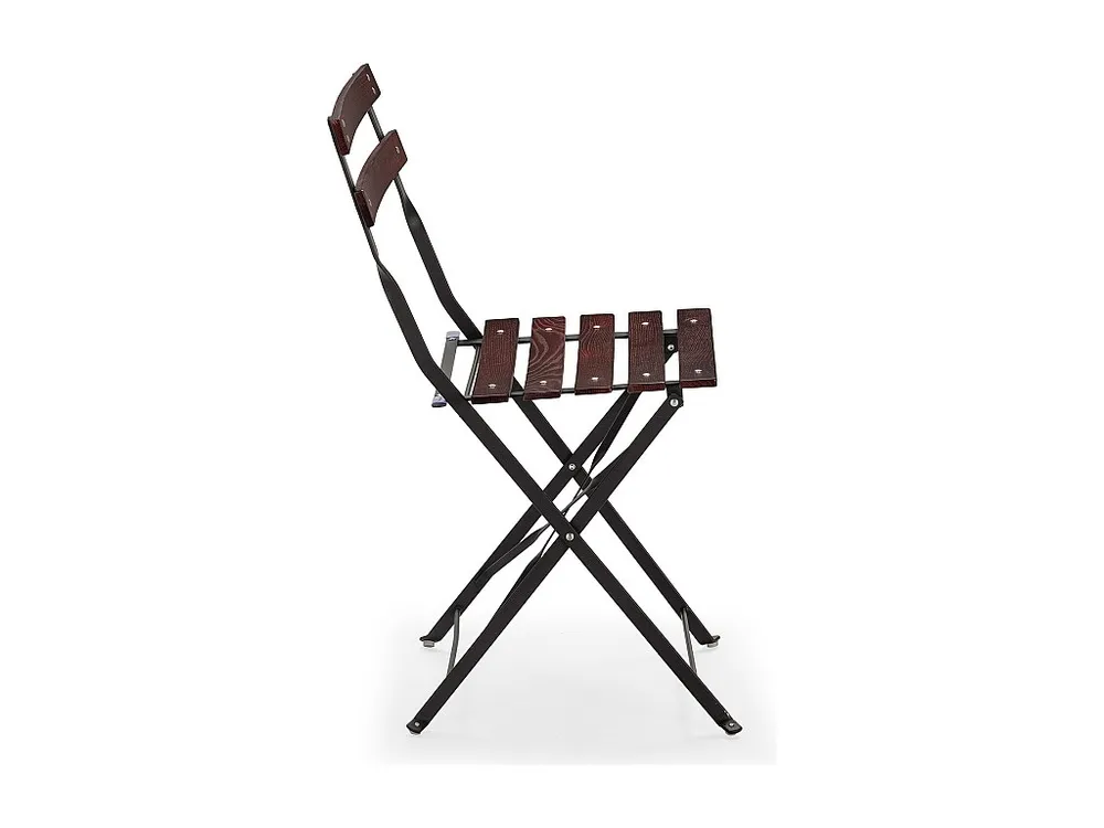 Set di 2 sedie da giardino pieghevoli Agata legno e metallo nero