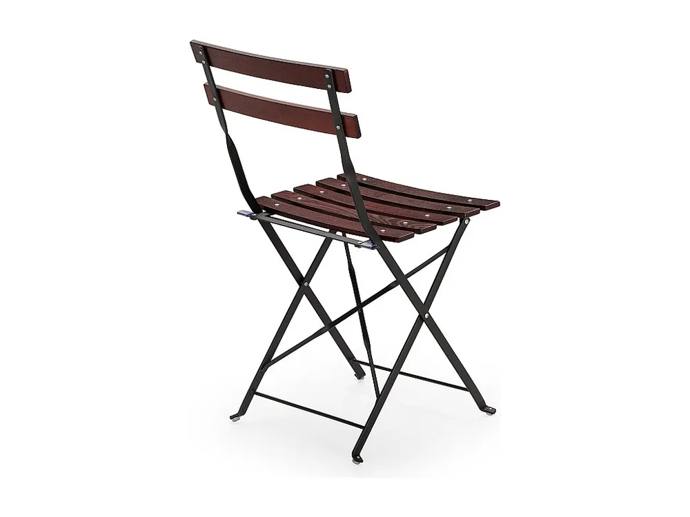 Set di 2 sedie da giardino pieghevoli Agata legno e metallo nero