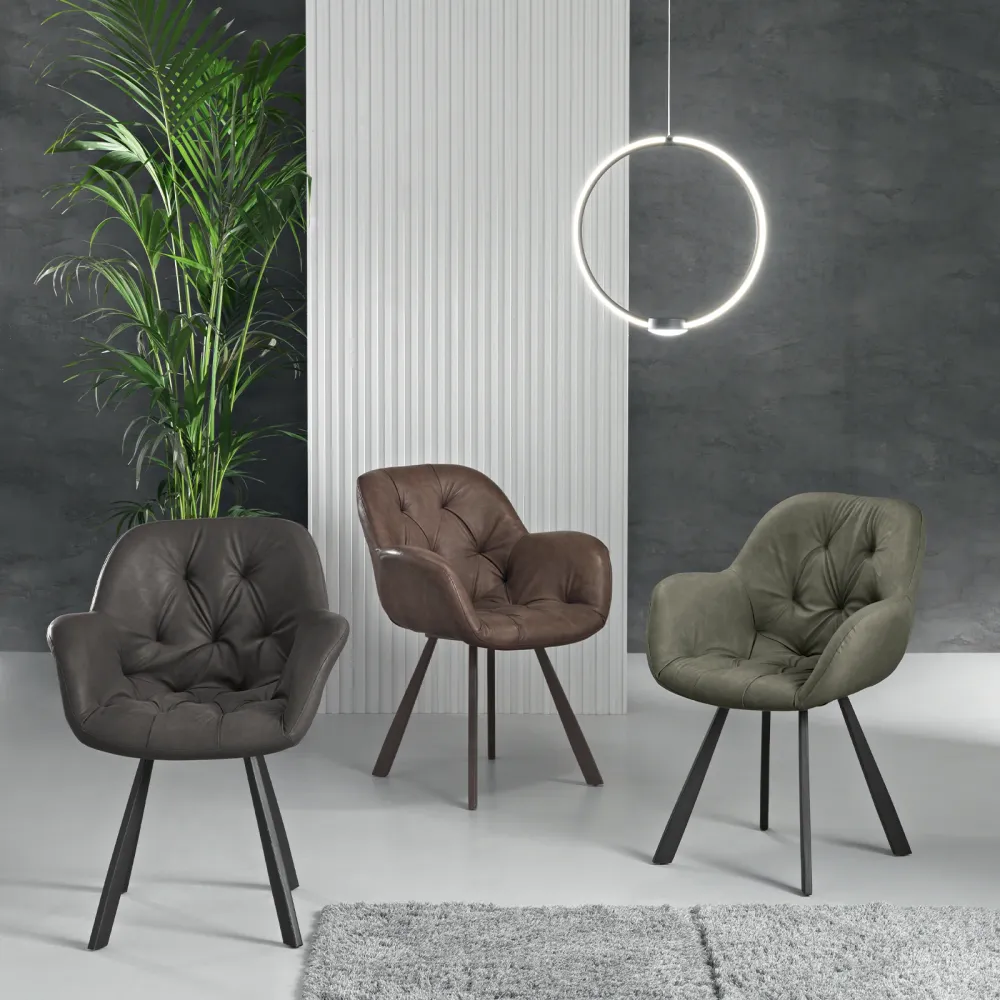 Set di sedie imbottite ecopelle morbido touch "Town" moderne da soggiorno cm 66x65 85h