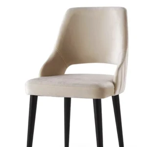 Set di 4 sedie imbottite velluto Bemtal Crema Bianco e Nero Legno
