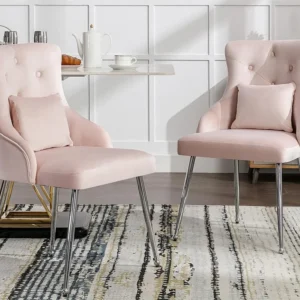 Set di 6 sedie imbottite velluto con cuscino - rosa
