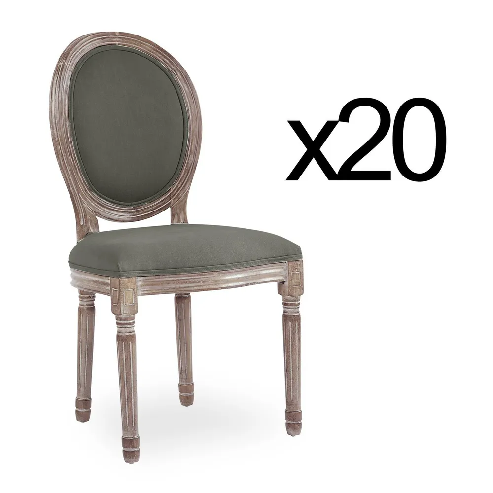 Set di 20 sedie medaglione Luigi XVI tessuto grigio