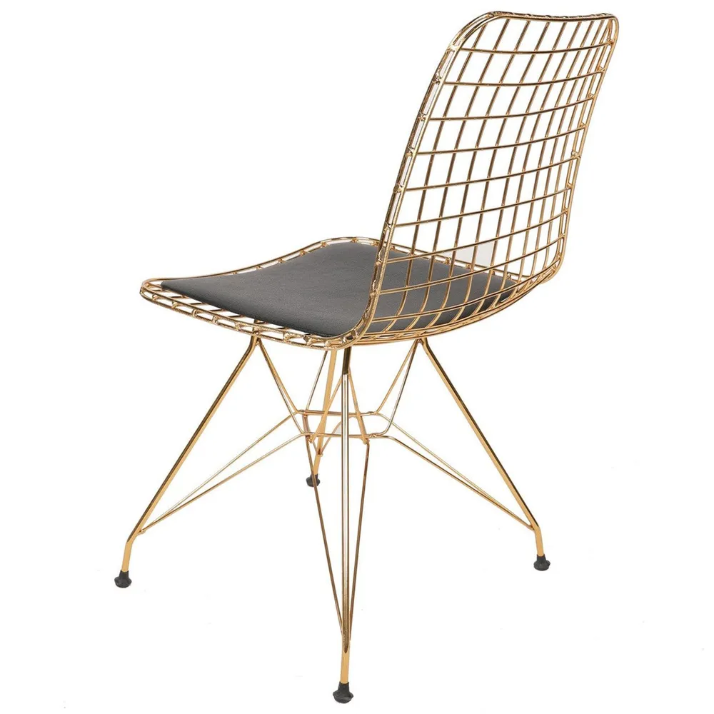 Set di 2 sedie moderne Arkitek metallo dorato e pelle nera