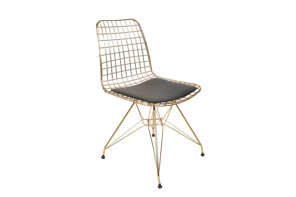 Set di 2 sedie moderne Arkitek metallo dorato e pelle nera