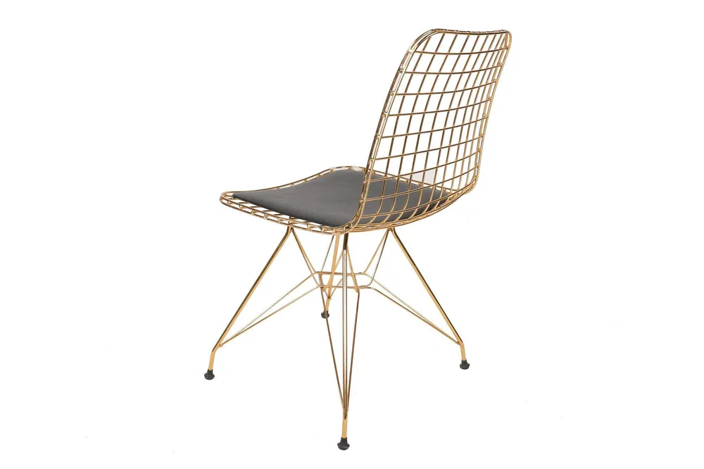 Set di 2 sedie moderne Arkitek metallo dorato e pelle nera
